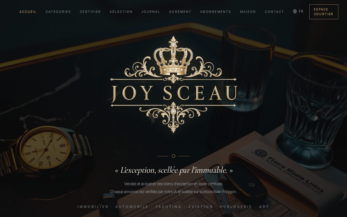 Aperçu de l'interface Joysceau en production