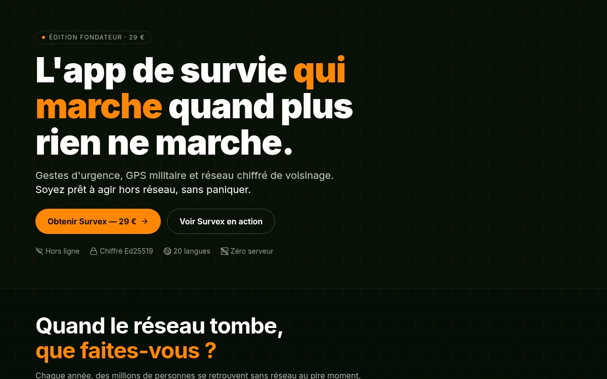 Aperçu de l'interface Survex en production